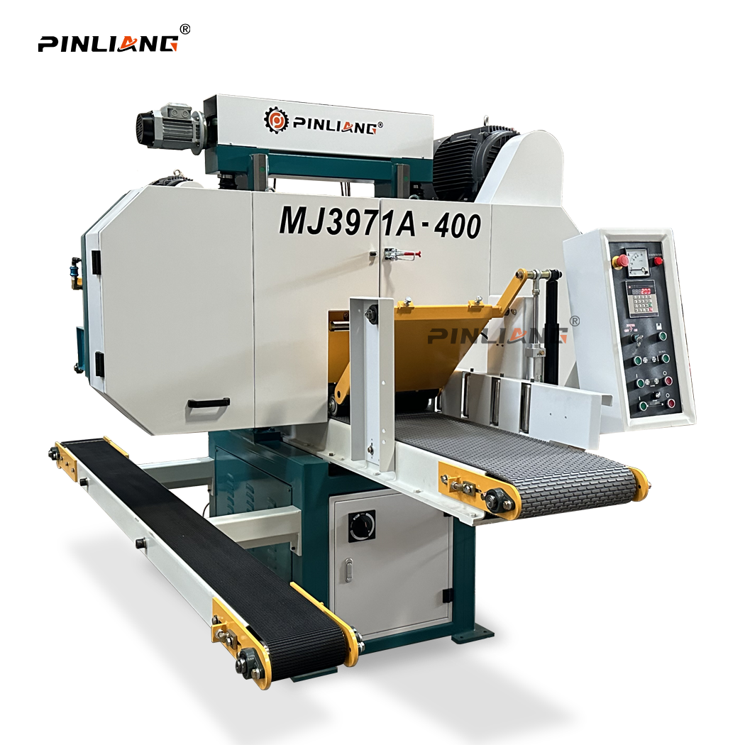 PINLIANG Frequency Control automatic horizontal band saw machine for wood panel cutting